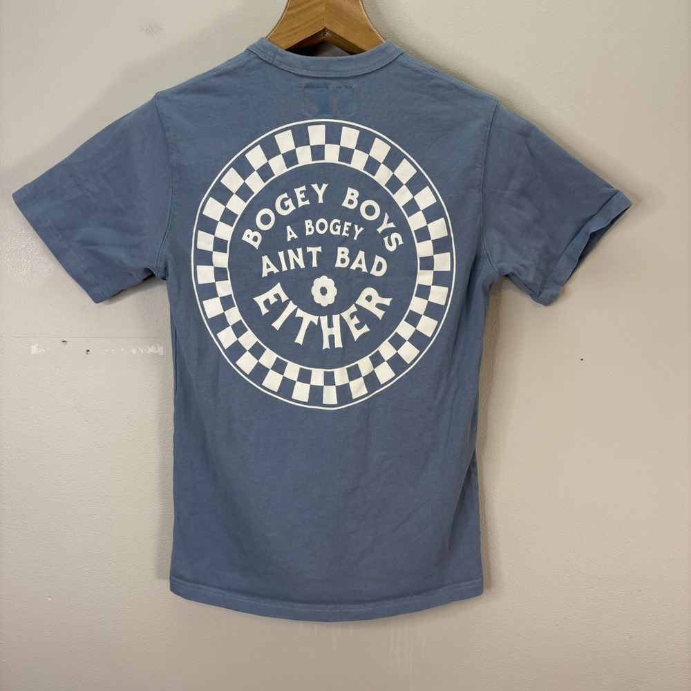 Bogey Boys Men's Sz S‎ Lt Blue "A Bogey Ain't Bad" Heavyweight Cotton Logo Tee